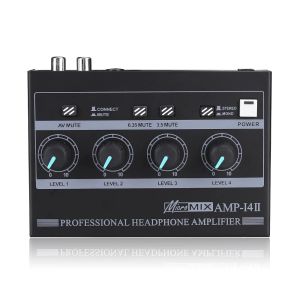 Amplificateur à 4 canaux Channel Professionnel Amplificateur Casque Amplificateur Mono / Stéréo AMP Audio avec entrée RCA 3,5 mm 6,35 mm pour le studio et la scène