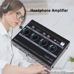Amplificateur 4Channel Mono / Stereo Audio Set Amplier Amplificateur de casque avec entrée RCA 3,5 mm 6,35 mm pour le studio et la scène