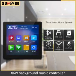 Amplificateur 4inch Intelligent WiFi Tuya Wall Amplificateur Intelligent Home Theatre Stereo Background Music Unit support USB TF FM