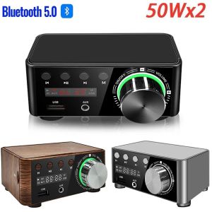 Versterker 50WX2 geluidsversterker met digitale display CS8673E HIFI MINI POWER -versterker Bluetooth 5.0 Audio AMP USB Aux TF Home Theatre