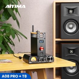 Amplificateur Aiyima Audio T8 Bluetooth Tube Préamplificateur A07 Amplificateur de puissance A08 Pro TPA3255 Bluetooth 5.0 VU METER METER