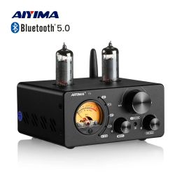 Amplificateur Aiyima Audio T9 Bluetooth 5.0 Amplificateur à tube à vide Amplificateur USB Récepteur stéréo DAC COAX / OPT HIFI Home Audio Digital Amp avec VU METER 100W