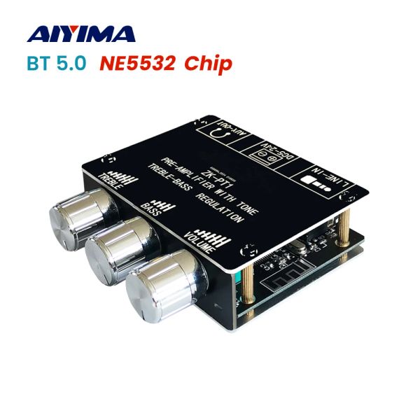 Amplificador Aiyima Bluetooth 5.0 Receptor de audio decodificador NE5532 Preamplificador de tono estéreo Control de volumen de tono de tono agudo