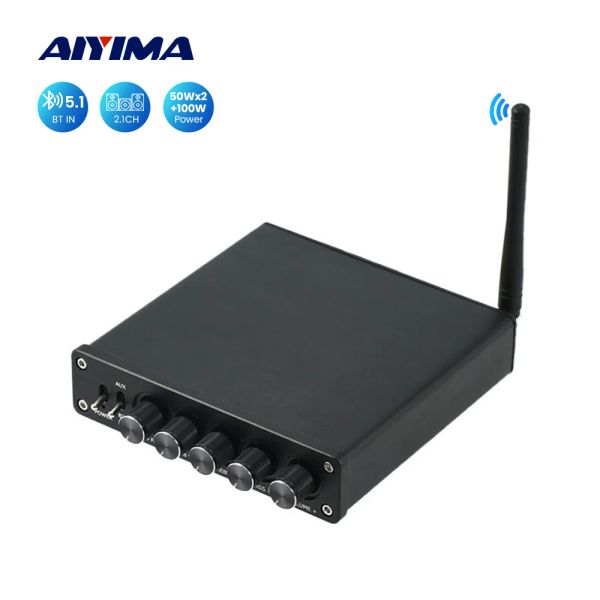 Amplificateur Aiyima Bluetooth 5.0 Amplificateurs de puissance audio domestique 2.1 canal 50w * 2 + 100W subwoofer
