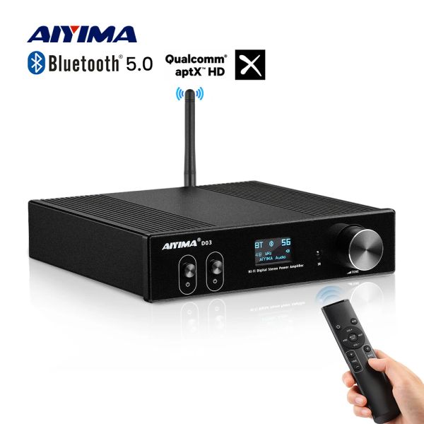 Amplificateur Aiyima D03 Bluetooth Amplificateur 150WX2 Hifi HiFi Sound Amplificador Subwoofer Amplificateurs USB DAC OLED APTX DIY 2.1 Home Audio