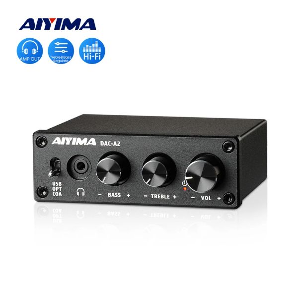 Amplificador AIYIMA HIFI Audio Decoder USB Auricular DAC Amplificador Coaxial Salida óptica DAC STEREO GAMING DAC para altavoces activos del amplificador