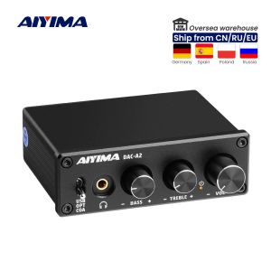 Amplificateur Aiyima Mini HIFI 2.0 Digital Audio Decoder USB DAC casque amplificateur 24bit 96 kHz Entrée USB / Coaxial / Optical Sortie RCA AMP DC5V