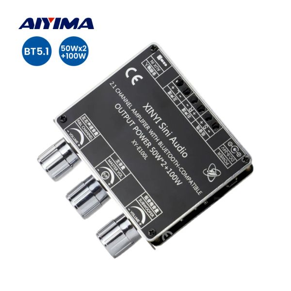 Amplificateur Aiyima Subwoofer Bluetooth Amplificateur Audio Board 2.1 canal numérique Amplificateur Sound Amplificador Amp 50Wx2 + 100W