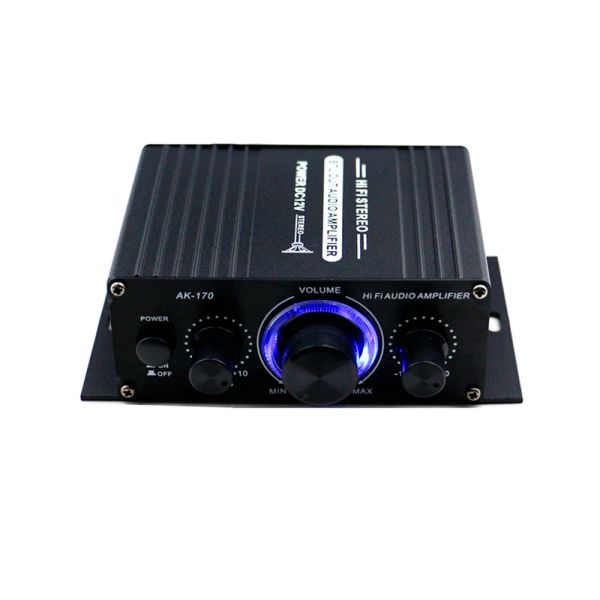 Amplificateur AK170 12V MINI AUDIO POWER Amplificateur Digital Receiver AMP Double canal 20W + 20W Contrôle de volume de basse Treble pour usage domestique