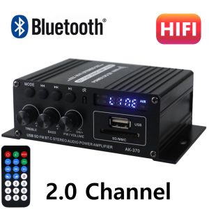 Versterker AK370 Bluetooth -versterker Sound AMP HIFI 2.0 -kanaalbas en treble -aanpassing voor RCA SD USB Flash Drive USB Audio -ingang DC12V