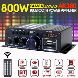 Versterker AK380 800W Bluetooth -versterker Hifi Audio Karaoke Home Theatre Amplifier 2 Channel Power Klasse D -versterker USB SD AUX Input