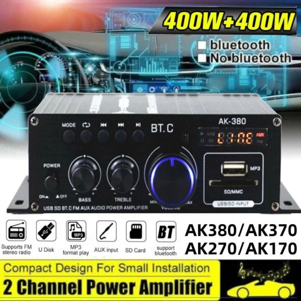 Amplificador AK380/G8/AK370/AK270/AK170 800W 12V CAR HOMA HIFI AMPLIFICADOR AUDIO AUDIO AUDIO AUDIO AMPORADOR CAST D CAR HOME POWER AMP