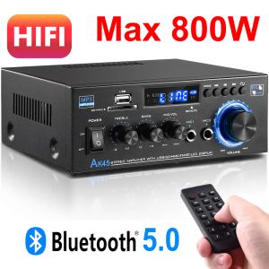 Versterker AK45 800W Home Power versterkers 2.0 Channel Bluetooth 5.0 Surround Sound FM USB MIC Remote Control Mini Hifi Digitale versterker