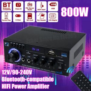 Amplificador AK45/AK35 800W Potencia de inicio Amplificador de 2 canales Bluetooth 5.0 Mini HiFi Digital Estereo Amplificador de sonido Soporte FM USB SD Mic Entrada