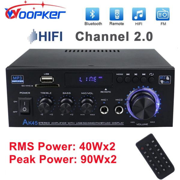 Amplificateur AK45 HIFI Digital Amplificateur Bluetooth MP3 Channel 2.0 AMP Sound Ample