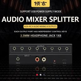 Versterker AV naar AUX Cable Hub vrouwelijk 3 5 mm Jack Adapter RCA Audio Sound Splitter 1 in 8 Out Phono Connector voor 2 0 versterker STB PC DVD