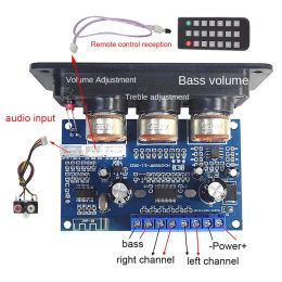 Amplificateur Ayhfbt5.0 2.1 Carte d'amplificateur numérique canal + câble AUX + télécommande 2x25W + 50W Subwoofer Class D Board DC1220V