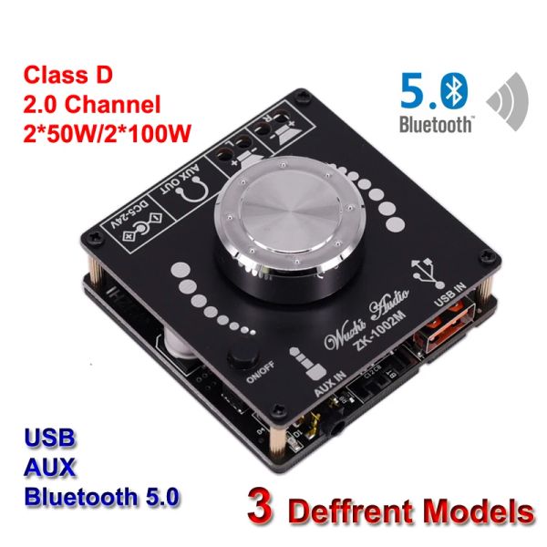 Amplificateur Bluetooth 5.0 2 * 50W / 100W TPA3116D2 AUDIO POWER Amplificateur stéréo HIFI Classe D Digital Home Theatre USB Carte son mini-music ampli