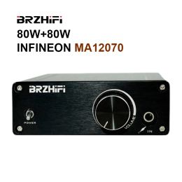 Versterker Brzhifi Audio 2*80W Infineon MA12070 Digitale audio -power amp speakers 20W ~ 200W Hifi Stereo Amplifier Class D Aux DC1519V