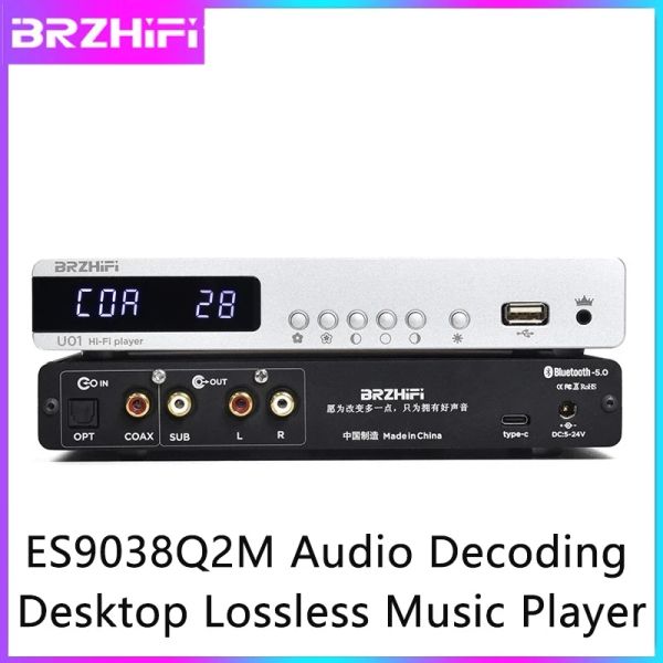 Amplificateur BRZHIFI Network Player ES9038Q2M Décodage Audio numérique Bluetooth USB Drive Flash Support sans perte Musique MP3 WMA WAV APE FLAC