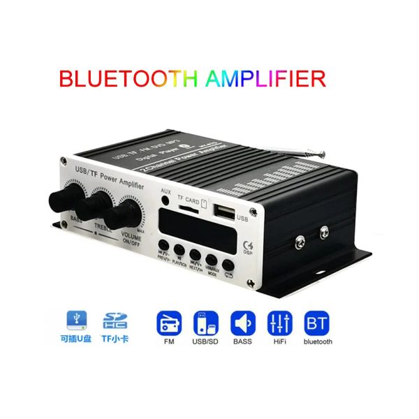 Amplificateur compact puissant audio audio Amplificateur récepteur mini avec BT 5.0 Desktop Blue Series 2 x 20 watt pour les haut-parleurs à domicile avec basse