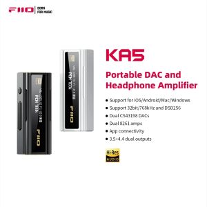 Amplificateur Coupon FIIO KA5 USB DAC CASHPHEPHE Amplificateur Dual CS43198 Chip 3.5 / 4.4 mm Câble audio PCM 768KHz DSD256 pour Android IOS Win10