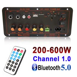 Amplificateur D100 D300 600W Bluetooth Audio Amplificateur Board D300 Subwoofer Dual Microphone Audio Amp MODULE DC 12V 24V AC 220V Media Player