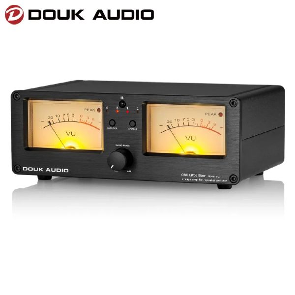 Amplificateur Douk Audio Dual analoge VU METER NIVEAU SON PANNEAU DB Affichage 2WAY Amplificateur / Swither Box Box Sélecteur avec télécommande