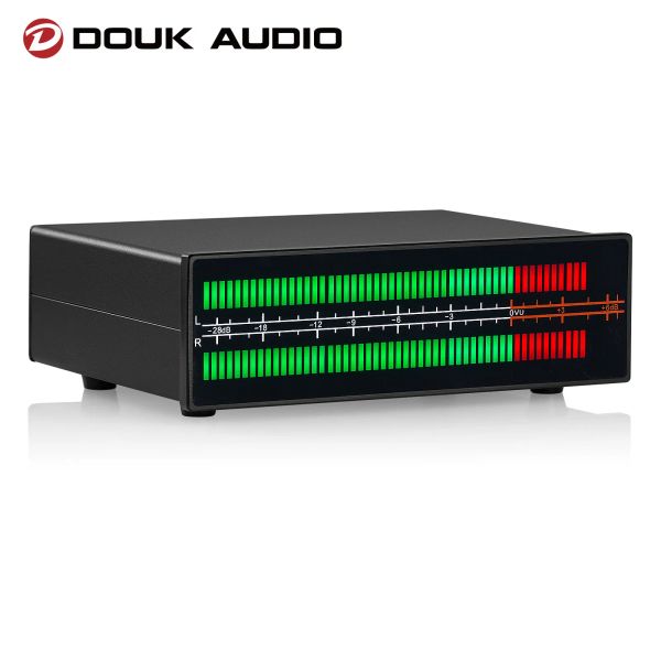 Amplificador Douk audio dual canal LED Nivel de sonido Meder Mic+Line Music Spectrum Visualizer Pantalla Stereo Audio Splitter 3.5 mm/RCA Adaptador