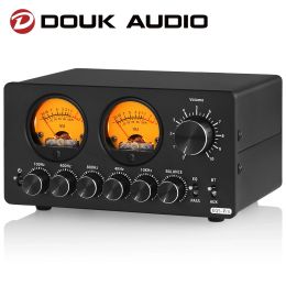 Amplificador Douk Audio Eq5 Pro Bluetooth 5band Preamp EQ Equalizer 3.5 mm Procesador de audio analógico Aux para altavoz/amplificador con medidor VU