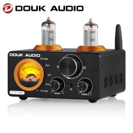 Versterker Douk Audio Hifi Bluetooth 5.0 Vacuümbuisversterker USB DAC STEREO RECEIVER Coax/Opt Home Audio Digitale AMP w/VU Meter 100W+100W