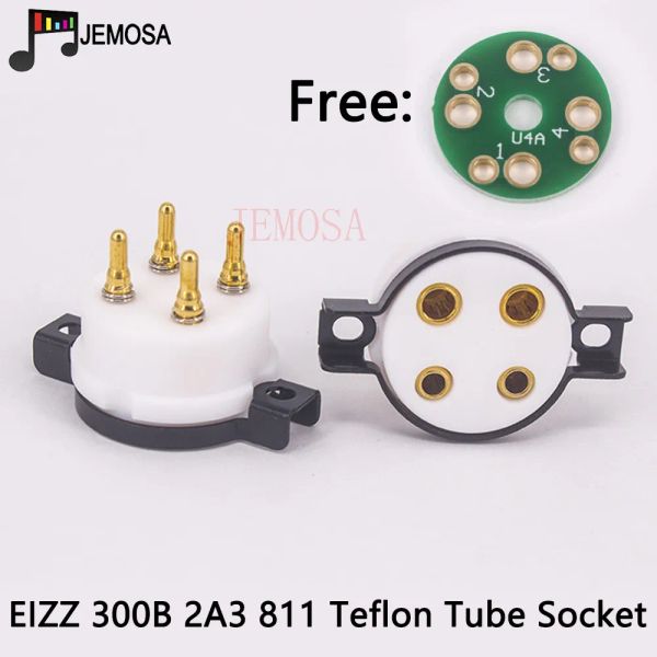 Amplificateur Eizz Teflon 4pins Pobite de tube or plaqué pour 2A3 300B 274A 572B FU811electron tube HIFI Afficher à vide audio