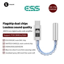 Versterker ES9318C DSD256 SA9312L USB Portable DAC JCALLY 3,5 mm Hifi Audio Interface Oortelefoonadapter PCM 32bit/384 kHz Hoofdtelefoonversterker