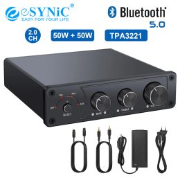 Amplificateur esynique 192k / 24bit Bluetooth stéréo Amplificateur audio 2 canaux HIFI ALPOSITIQUE NUMÉRIQUE AMP OPTIQUE COAXIAL USB ANOGE DAC 50W + 50W