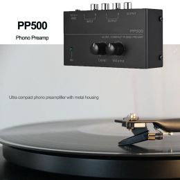 Versterker EU -plug audio -versterker PP500 Phono Preamp Voorversterker met niveau Volumecontrole RCA -ingangsuitgang 1/4 "TRS -uitvoerinterfaces