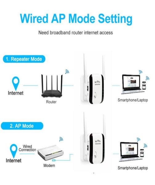 Amplificador para la Copa de Europa Alta calidad Más Wlan Extensor de rango WiFi original Enrutador 300M 24G Repetidor Red inalámbrica Fre7976318