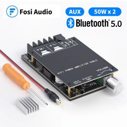 Amplificateur Fosi Audio Bluetooth Amplificateur Carte d'amplificateur 2.0 Channel High Power Digital AMP Module 3,5 mm AUX MINI STÉRÉO AMP AMP BANDE 50W X2