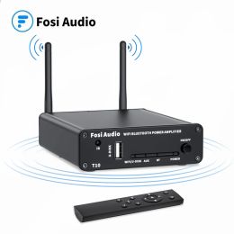 Versterker Fosi Audio T10 Stereo Sound AMP 100W Krachtige Audio Wifi -versterker met WiFi 2.4G Bluetooth Udisk -app Remote Control