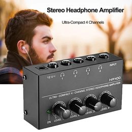 Amplificateur HA400 micro ampli ultracompacte 4 canaux Mini amplificateur de casque stéréo portable avec les amplificateurs réglables de l'adaptateur d'alimentation UE UE UE