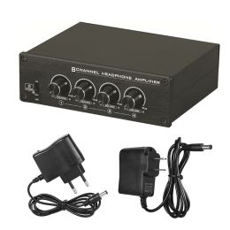 Amplificador HA800 Ultracompact 8 canales Mini Audio Auriculares Auriculares Auriculares Amplificador con adaptador de alimentación
