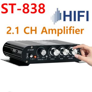 Amplificador HIFI Sound Amplifier 2.1 canal Bass estéreo Audio Amplificador RMS 20WX2+40W Clase D Mini Media Player MP3 Aluminio negro