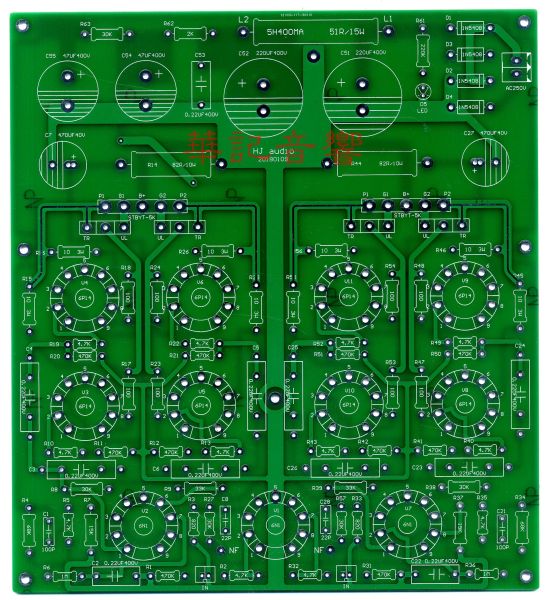 Amplificador Huaji Tubo electrónico Amplificador 6N1+6P14 Amplificador de tubo de empuje paralelo 2*20W Amplificador de potencia PCB Circuito PABI