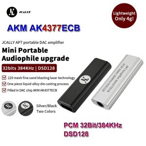 Amplificateur jcally 3,5 mm AKM AK4377 DSD128 USB Portable DAC Ampl HIFI Interface Adaptateur Earphone PCM 32BIT / 384KHz Amplificateur de casque