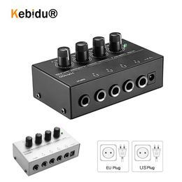 Versterker Kebidumei Eu Plug US HA400 Geluidsversterker Mini Audio-interface MutiChannels hifi hoofdtelefoon Audio Digitaal met Adapter Zwart