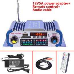 Amplificateur Kentiger HY601 avec adaptateur d'alimentation 12V5A + câble audio + IR Control Digital HiFi Auto Car Stereo Power Power Amplificateur USB SD Player DAC