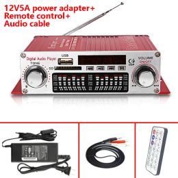 Amplificateur Kentiger HY602 avec adaptateur d'alimentation 12V5A + câble audio + amplificateur de contrôle IR mini AMP PORTABLE USB SD SD FM