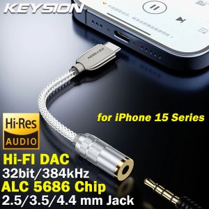 Keysion de l'amplificateur DAC Décodeur USB Type C à 3,5 mm / 2,5 / 4,4 mm Adaptateur d'amplificateur de casque audio numérique HIFI pour iPhone 15 Pro Max