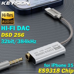 Versterker Keysion ES9318 DSD256 HIFI DAC -hoofdtelefoonversterker USB Type C tot 3,5 mm Audioadapter 32bit 384 kHz Decoder voor iPhone 15 Pro Max