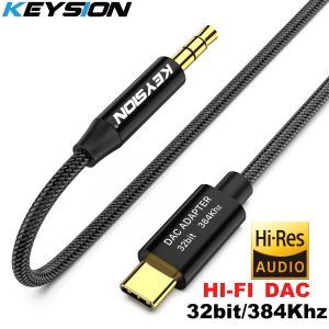 Keysion de l'amplificateur HIFI DAC Amplificateur USB Type C à l'adaptateur de câble de haut-parleur AUX 32bit 384KHz HD Digital Decoder Car Audio Entrée Cordon