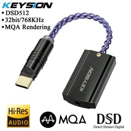 Versterker Keysion USB Type C tot 3,5 mm DSD512 256 MQA HIFI DAC AUDIO CHIP Decoder -hoofdtelefoonversterker Adapter 32bit 768kHz Digitale decoder